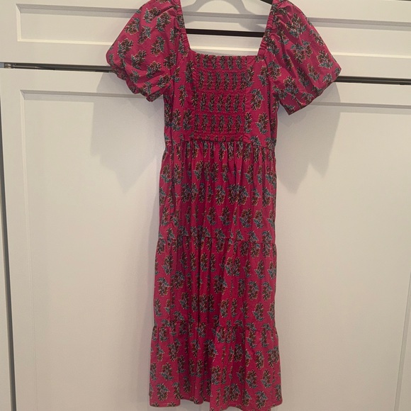 J. Crew Pink Floral Midi Dress with Puff Sleeves - Picture 5 of 5